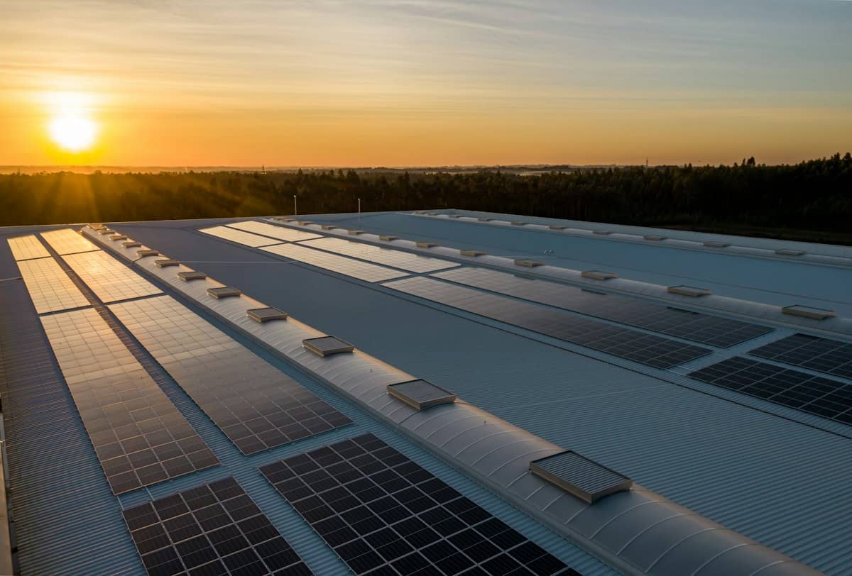 Completed solar installation on a building